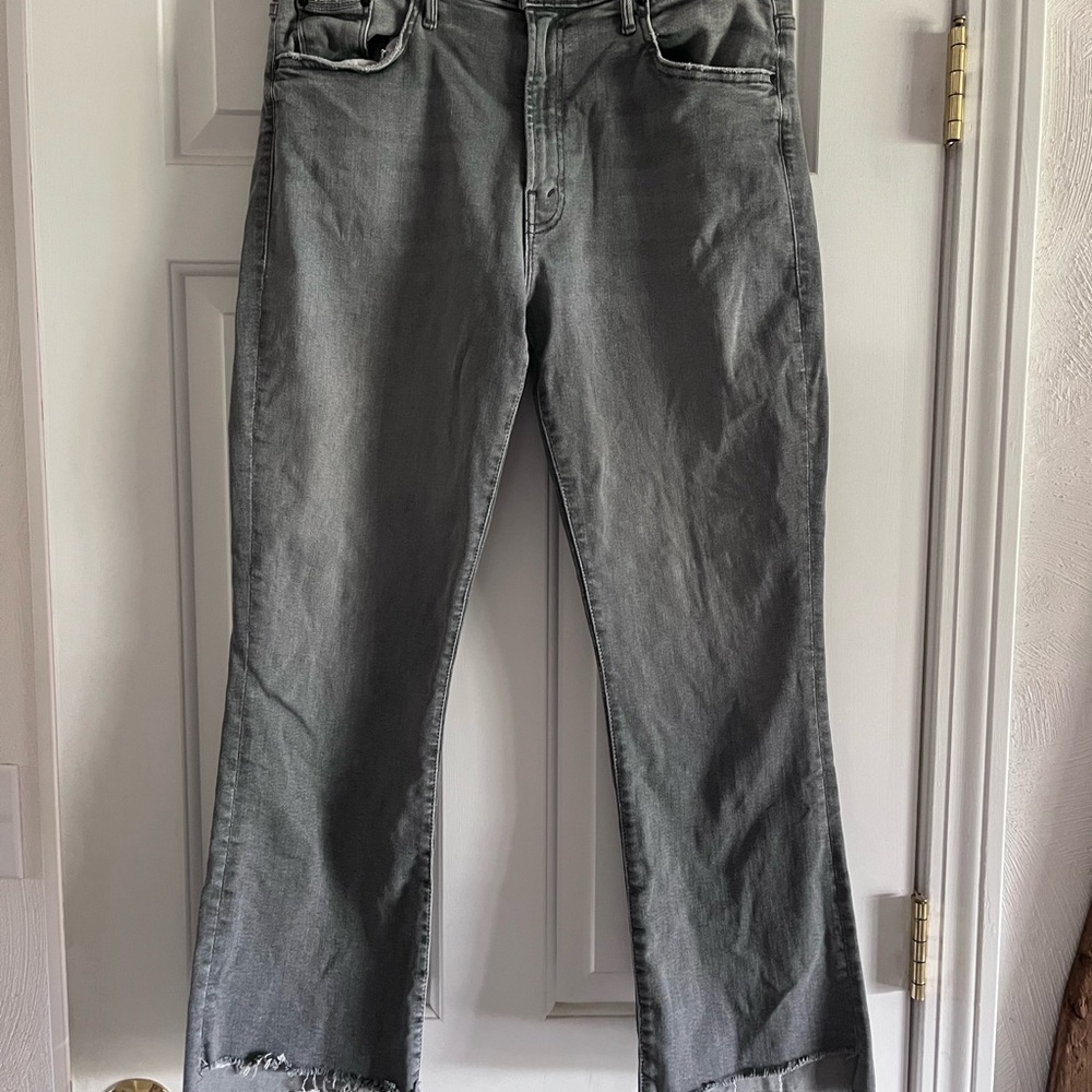 Mother Gray Insider Crop Step Fray Jeans